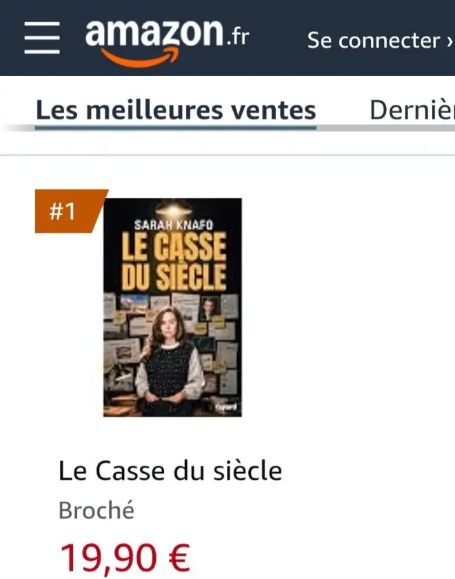 Capture d’écran d’Amazon.fr : Le Casse du siècle en première place du classement des meilleures ventes en Livres.