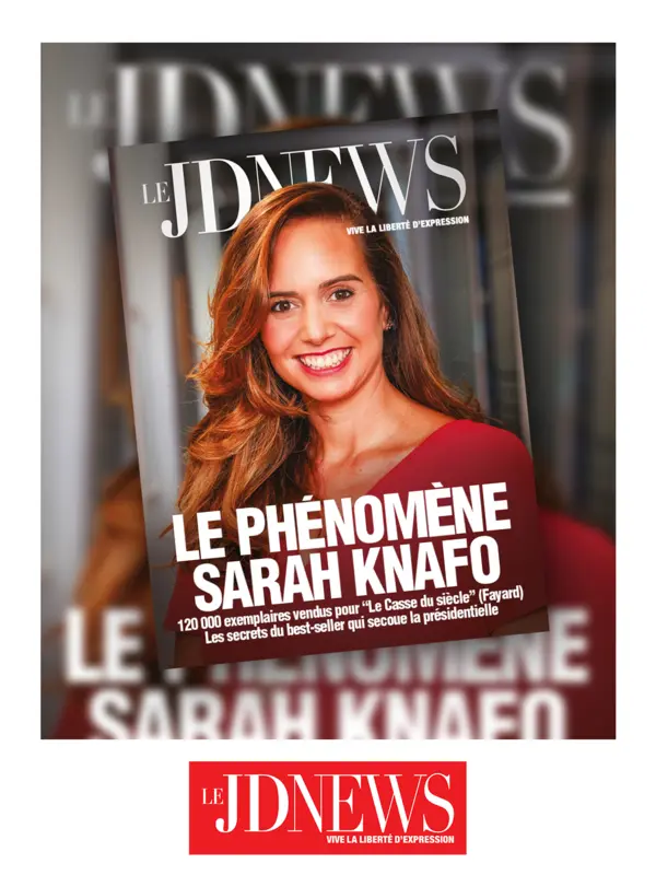 Une du JDNews, « Le phénomène Sarah Knafo », 120 000 exemplaires vendus pour Le Casse du siècle.