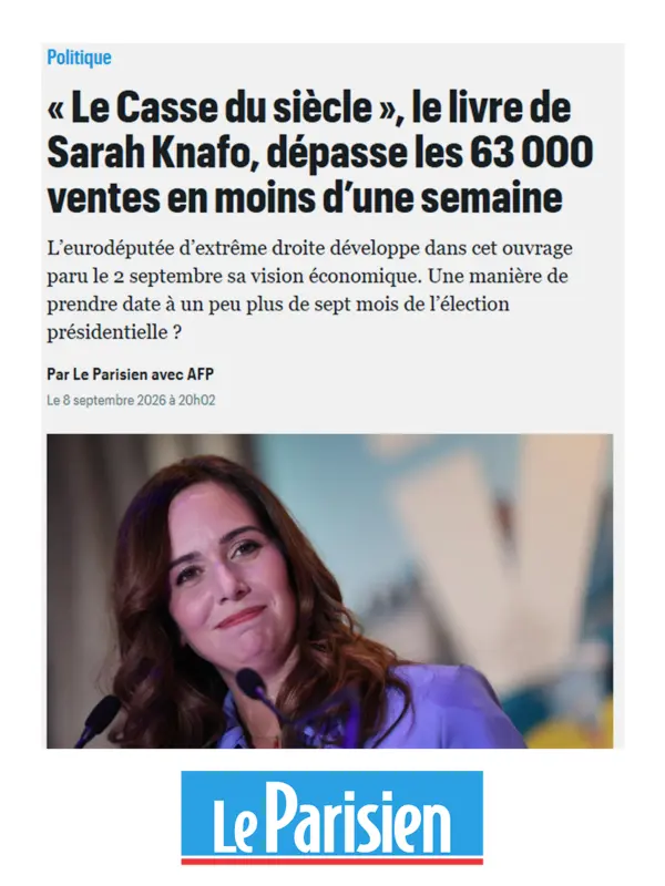 Capture de l’article du Parisien sur les 63 000 ventes du Casse du siècle en moins d’une semaine.